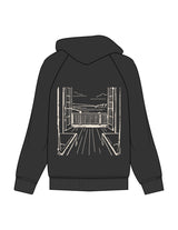 The Mens Hoodie - Washed Black - Lume Pilates - Front Upper Pocket - Hoodie & Back Image - Printed - Off White