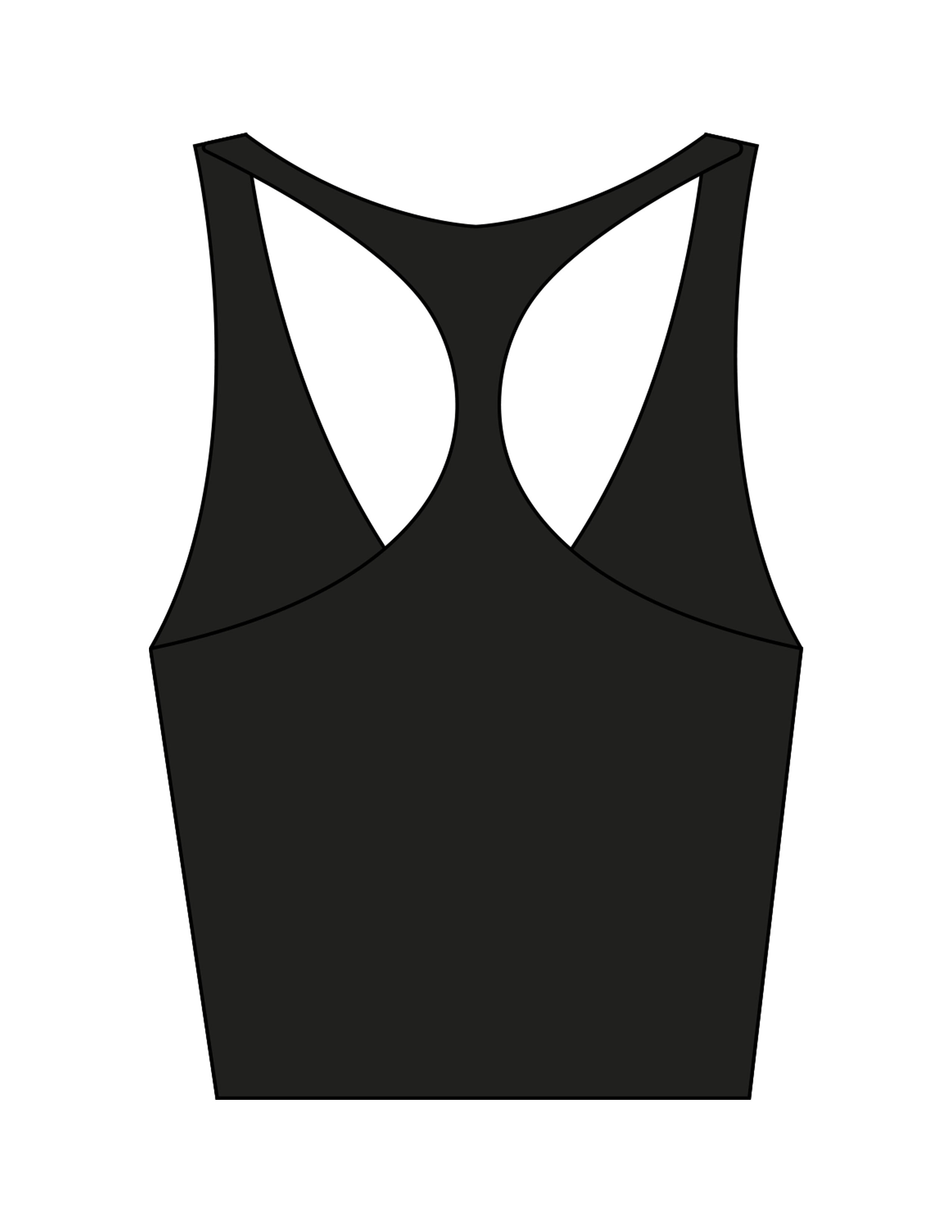The Racer Tank - Black - Power+Motion - Left Chest - Printed - White