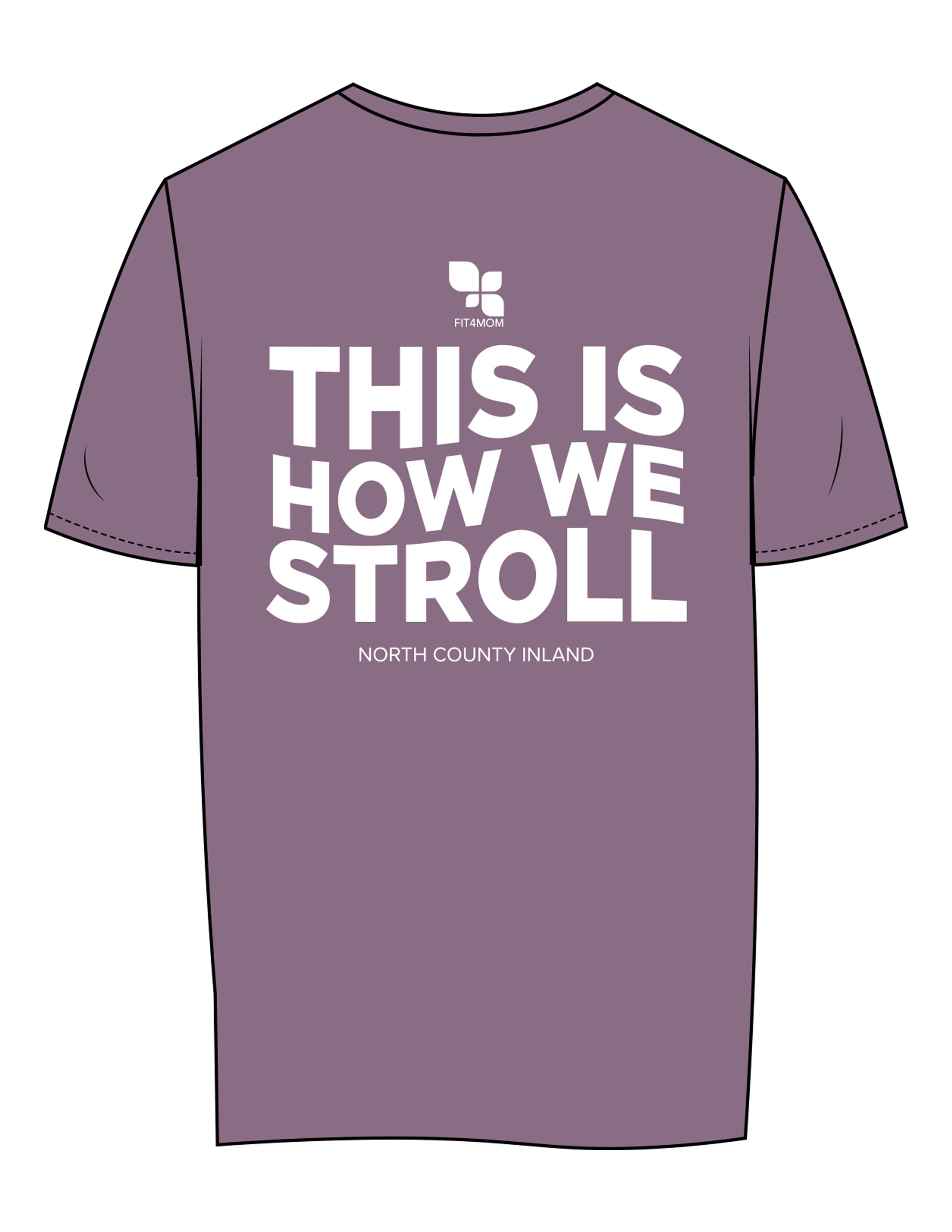 The Womens Tee - Mauve - Fit 4 Mom North County Inland - Center Chest Stacked & Back Stacked - Printed - White