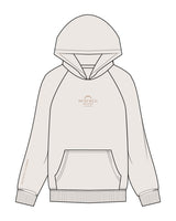 The Womens Hoodie - Bone - Renewed Pilates - Center Chest - Right Sleeve - Embroidered - Light Brown