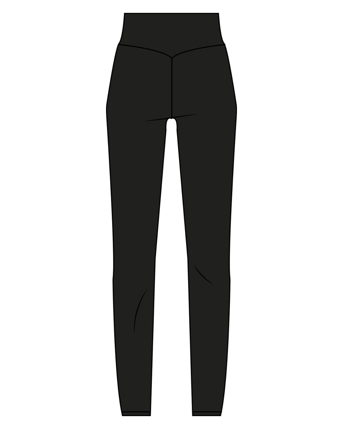 The Basic Legging - Black - F45 Great Neck Plaza - Right Side Below Waistline & Left Leg - Printed - White