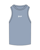 The Ribbed Full Length Tank - Powder - Beautys- Center Chest Stacked - Embroidered - White