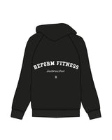 The Womens Zip Hoodie - Black - Reform Fitness - Left Chest & Back Center Stacked - White