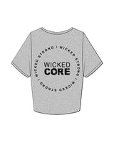 The Crop Tee - Heather - Wicked Core - Left Chest & Back Center - Black