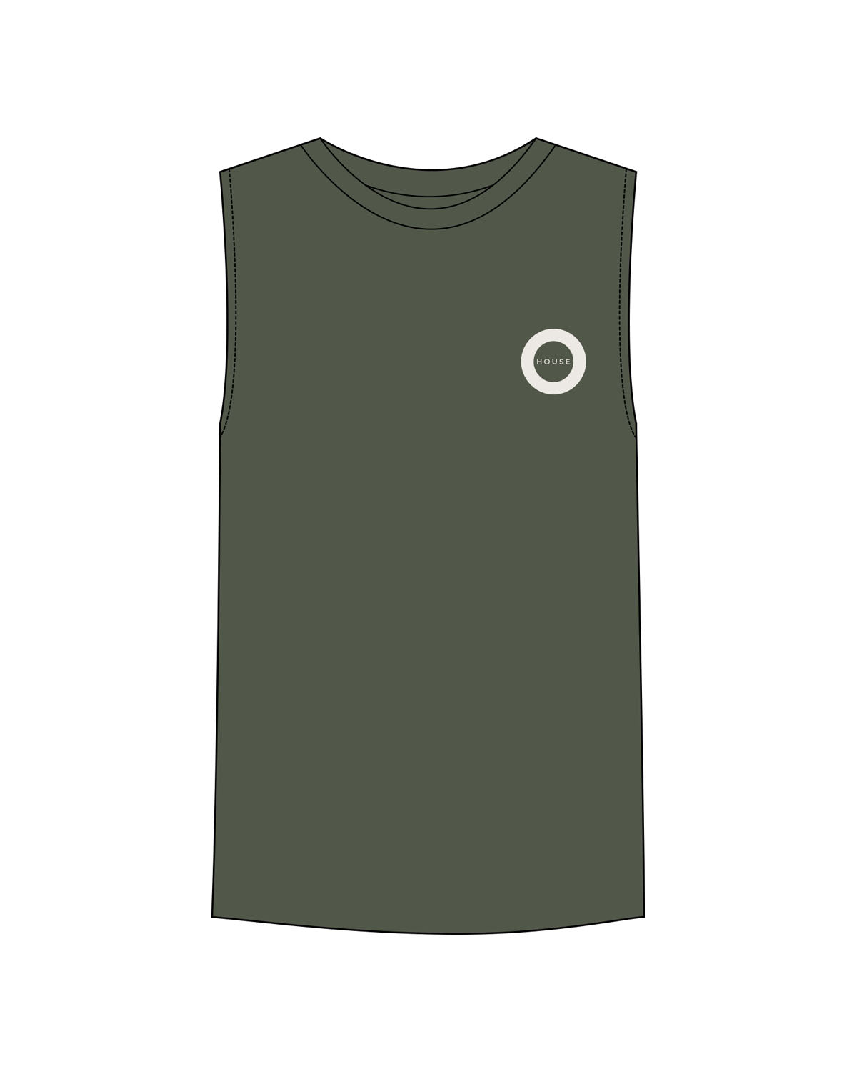 The Mens Tank - Cypress - HiLo - Left Chest Round- Printed - Bone