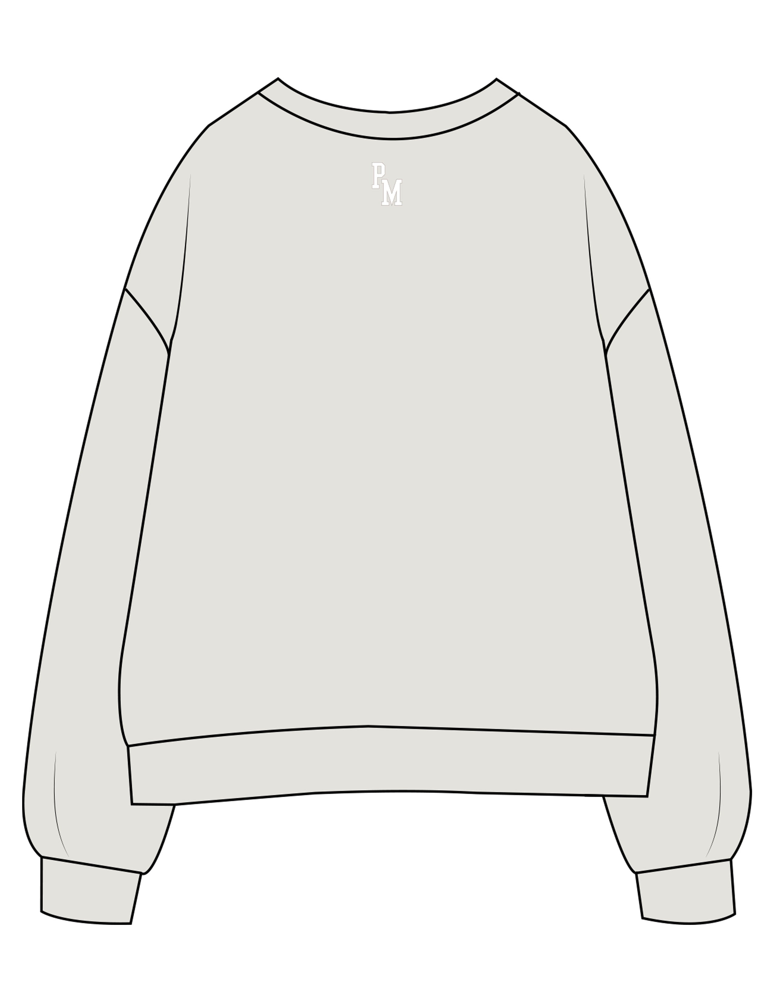 The Womens Crewneck - Washed Bone - PowerMixx - Chest Arc Stacked & Back Neckline - Right Wrist - Printed - Full Color