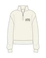 The Womens 1/4 Zip - Off White - Elevate Pilates - Left Chest Stacked - Printed - Brown