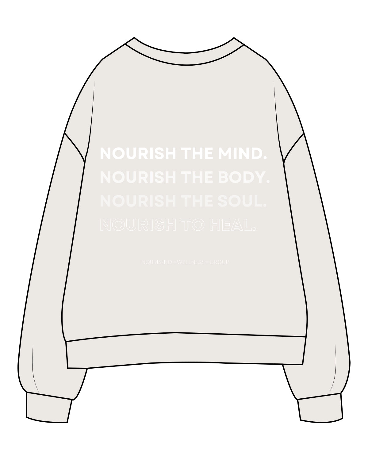 The Womens Crewneck - Bone - NWC - Left Chest & Back Stacked - Full Color