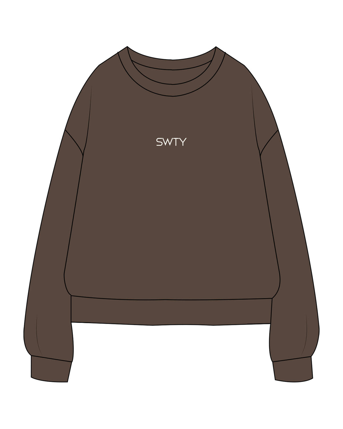 The Recycled Unisex Crewneck - Brown - SWTY - Center Chest - Embroidered - Off White