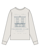 The Womens Heavyweight Long Sleeve - Washed Bone - Primarie Pilates - Left Chest & Back Image - Printed - Blue Gray