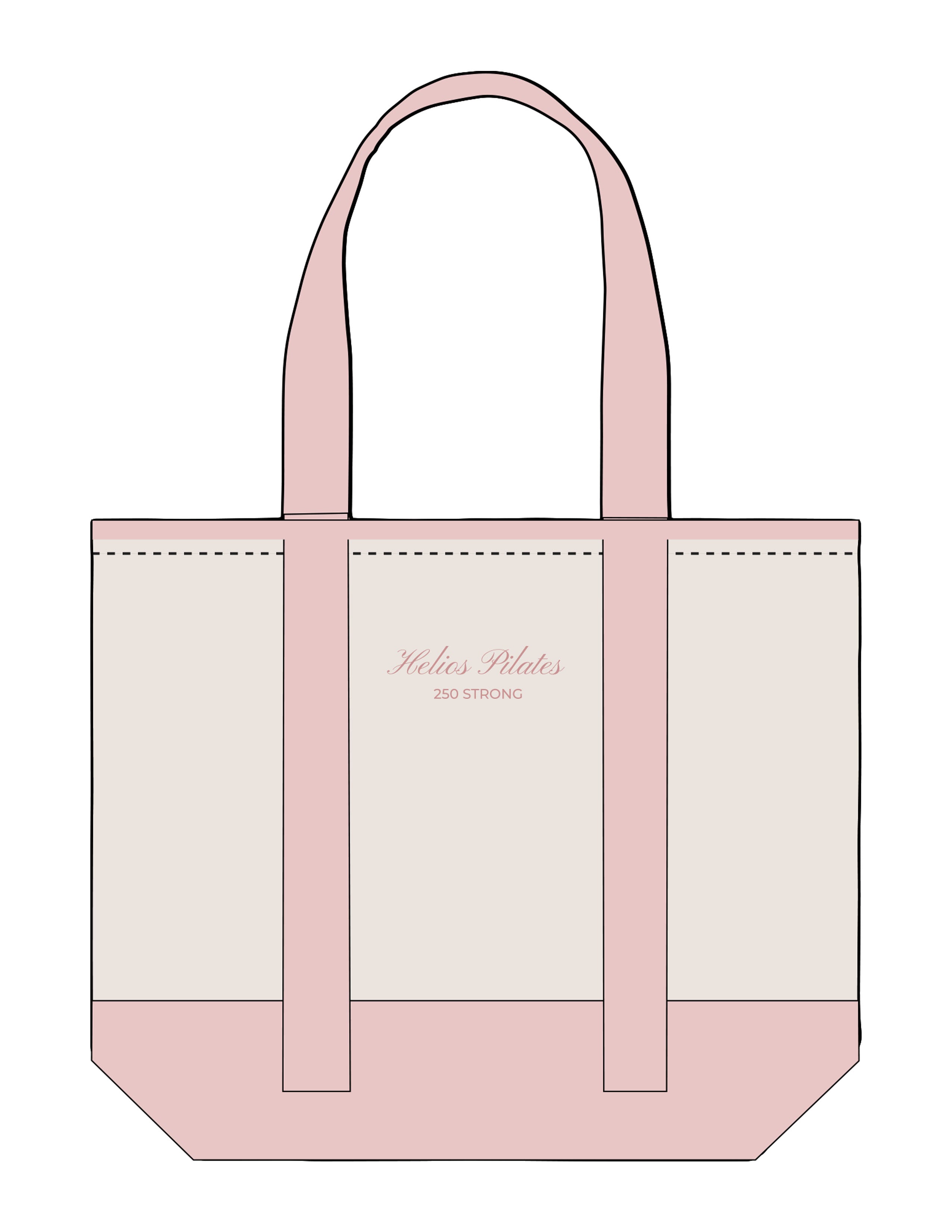 The Contrast Tote Bag - Natural / Light Pink - Helios - Front Body Stacked & Back Stacked - Printed - Full Color