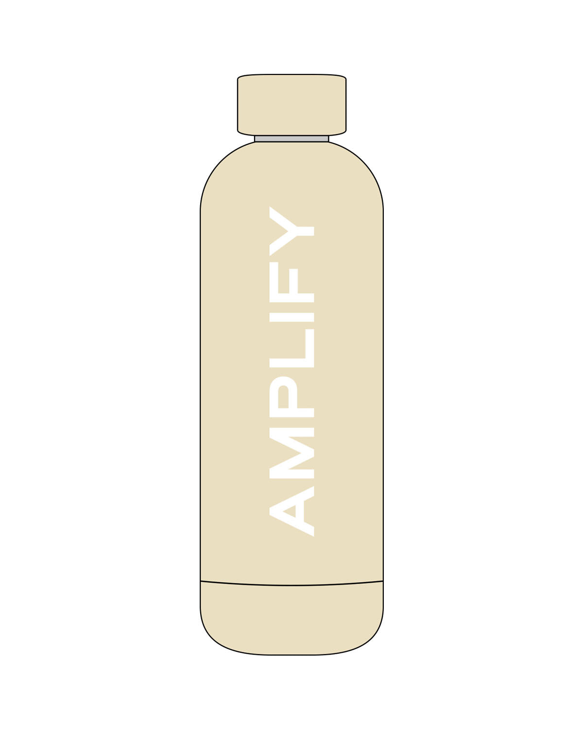 The Water Bottle - Cream - Amplify Lagree - Center Body - Printed - White