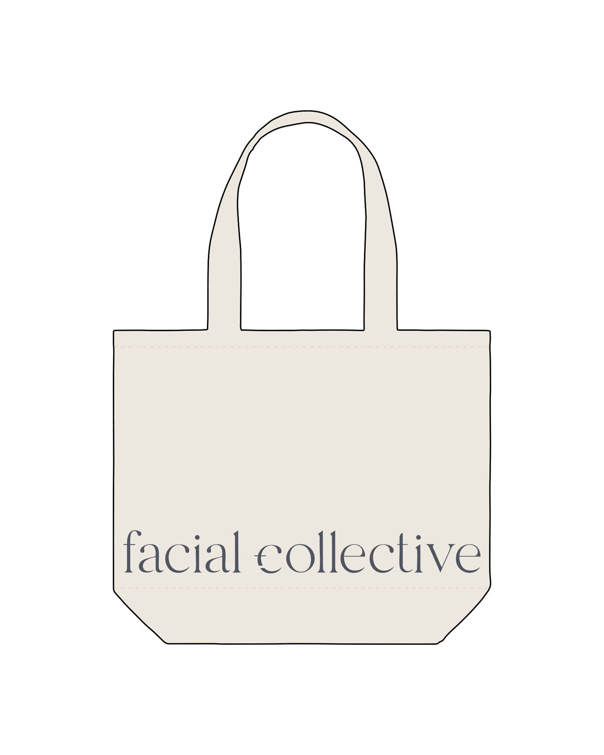 The Tote Bag - Natural - Facial Collective - Bottom Center - Printed - Gray