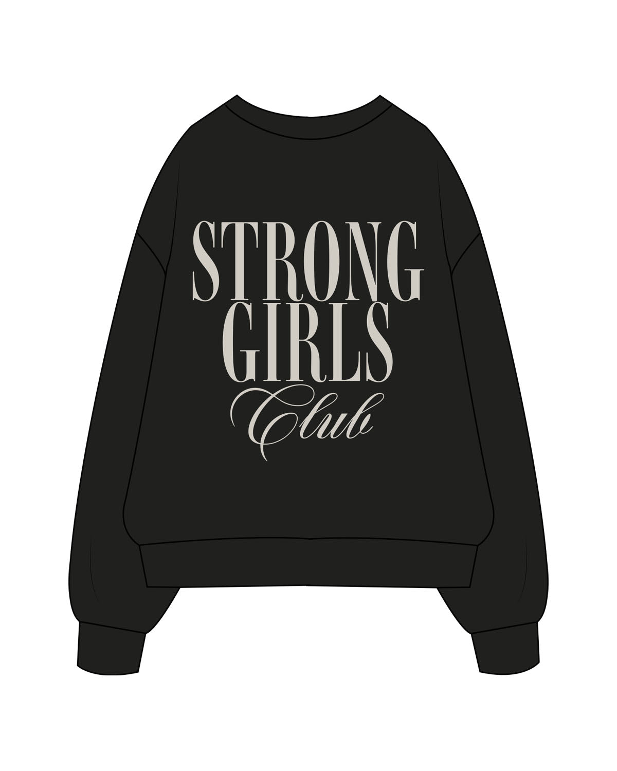 The Mens Crewneck - Black - JTB Fit - Chest & Back - Printed - Bone