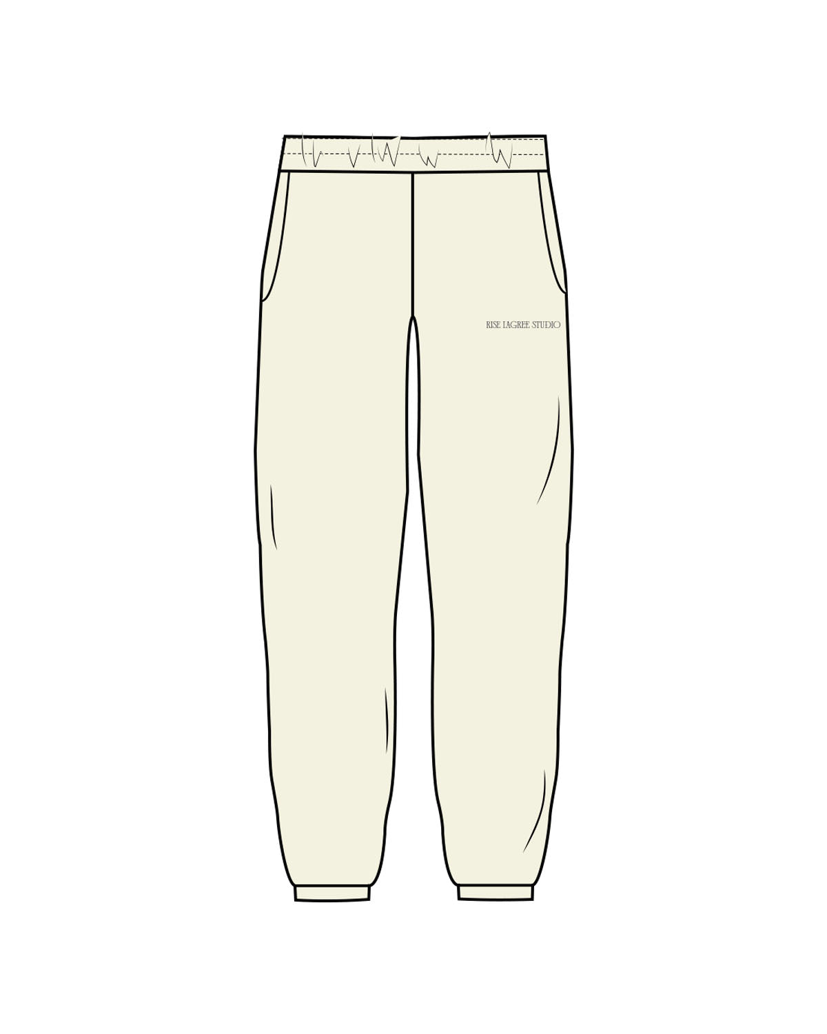 The Womens Sweatpants - Butter - Rise Lagree - Left Leg - Embroidered - Navy
