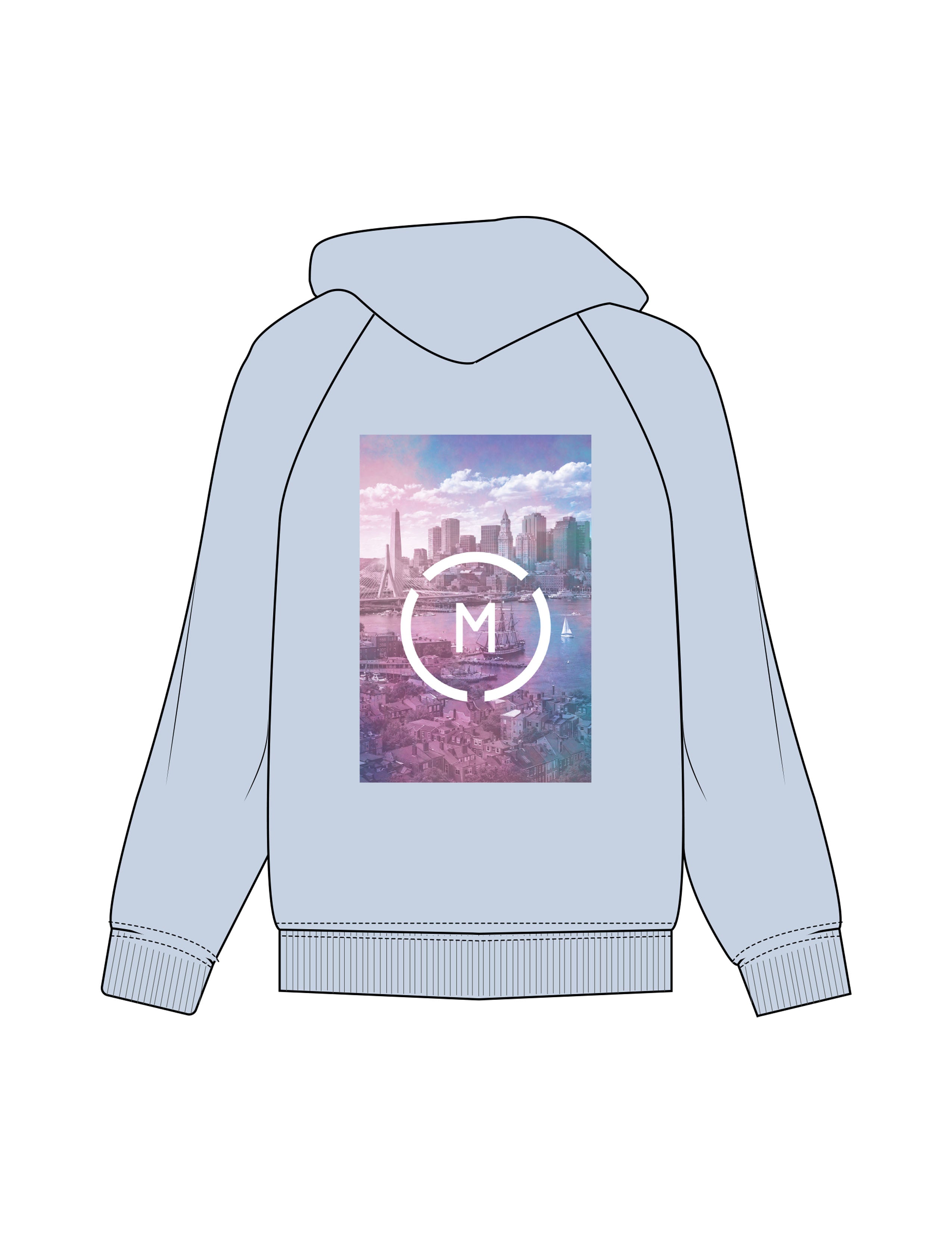 The Mens Hoodie - Powder - MSTRYDE - Left Chest Stacked & Back Image - Printed - Full Color