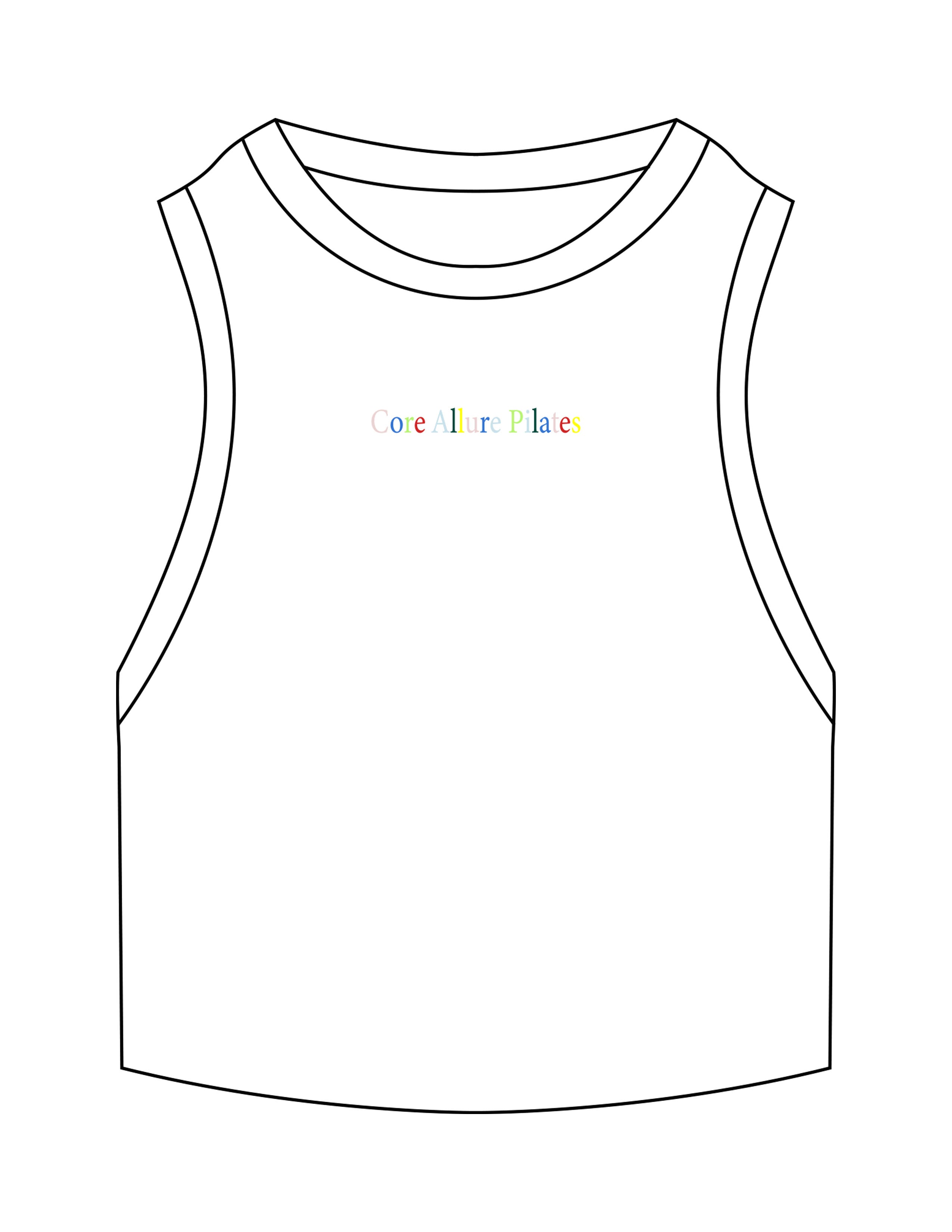 The Ribbed Crop Tank - White - Core Allure Pilates - Center Chest - Embroidered - Full Color