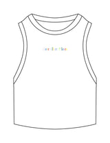 The Ribbed Crop Tank - White - Core Allure Pilates - Center Chest - Embroidered - Full Color