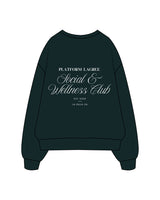 The Mens Classic Crewneck - Pine Green - Platform - Left Chest Round & Back Stacked - Printed - White