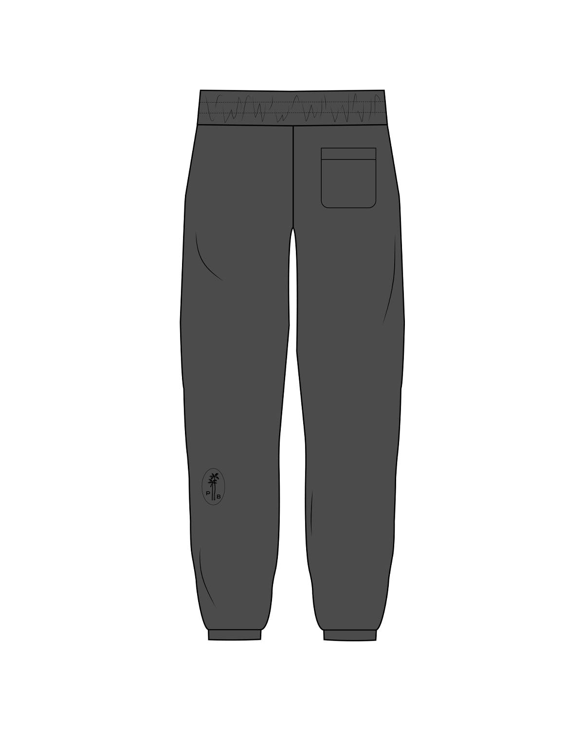 The Mens Sweatpants - Washed Black - Pilates Plus PB - Left Leg Back Logo - Embroidered - Black