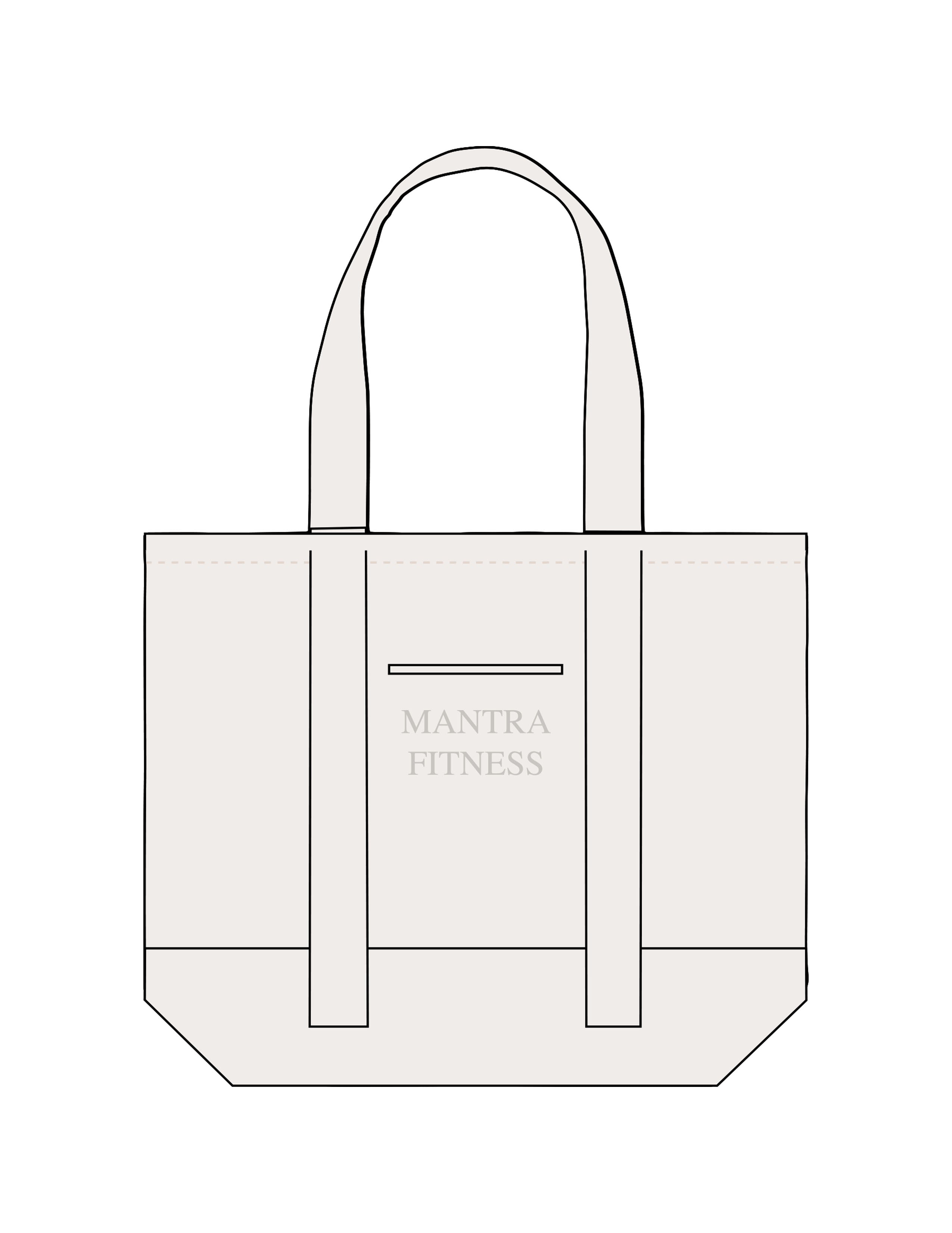 The Contrast Tote Bag - Natural / Natural - Mantra - Center Body Stacked - Printed - Tone on Tone