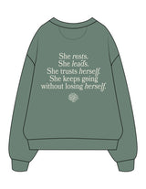 The Midweight Unisex Crewneck - Washed Alpine - Balanced Self - Left Chest & Back Stacked - Printed - Off White