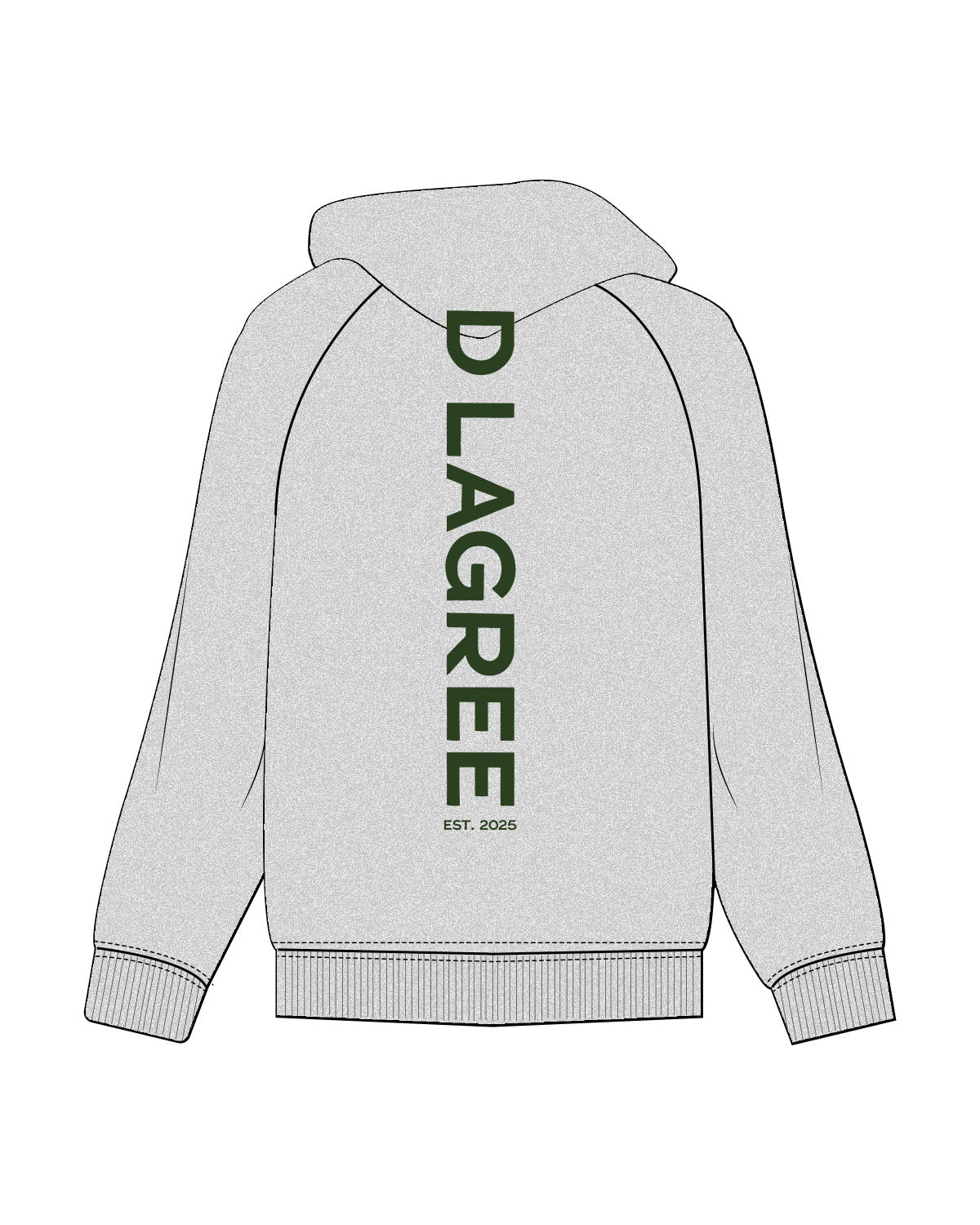 The Womens Zip Hoodie - Heather - D Lagree - Left Chest Round & Back Spine - Printed - Puff - Green