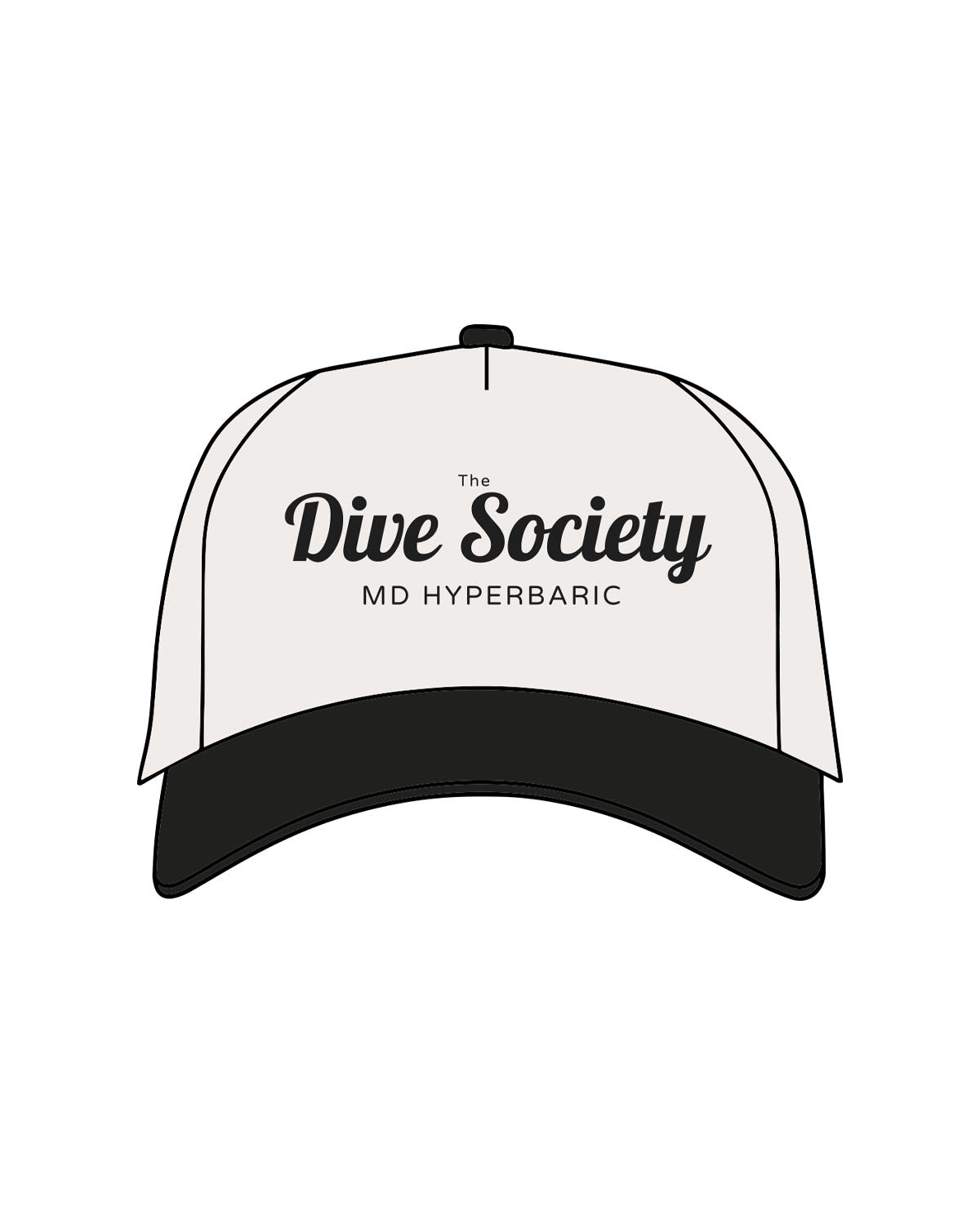 The Canvas Cap - Natural / Black - MD Hyperbaric - Center Crown Stacked "Dive Society" - Printed - Black