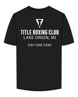 The Mens Tee - Black - Lake Orion - Center Chest BoxLo & Back Full Center - White