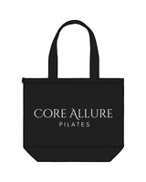 The Zipper Tote Bag - Black - Core Allure Pilates - Center Stacked - Printed - White