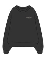 The Mens Crewneck - Washed Black - Polish Dentistry - Left Chest Stacked - Embroidered - Full Color