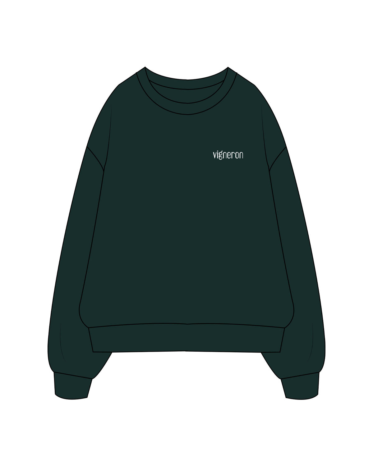 The Mens Crewneck - Pine Green - Vigneron CDMX - Left Chest - Embroidered - White