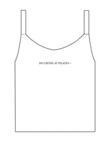 The Micro Rib Strappy Crop Tank - White - Studio 78 - Center Chest - Embroidered - Navy