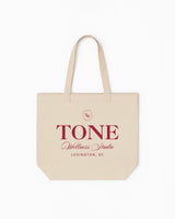 The Tote Bag - Natural - Tone Wellness Studio - Stacked Words "WELLNESS STUDIO" - Maroon