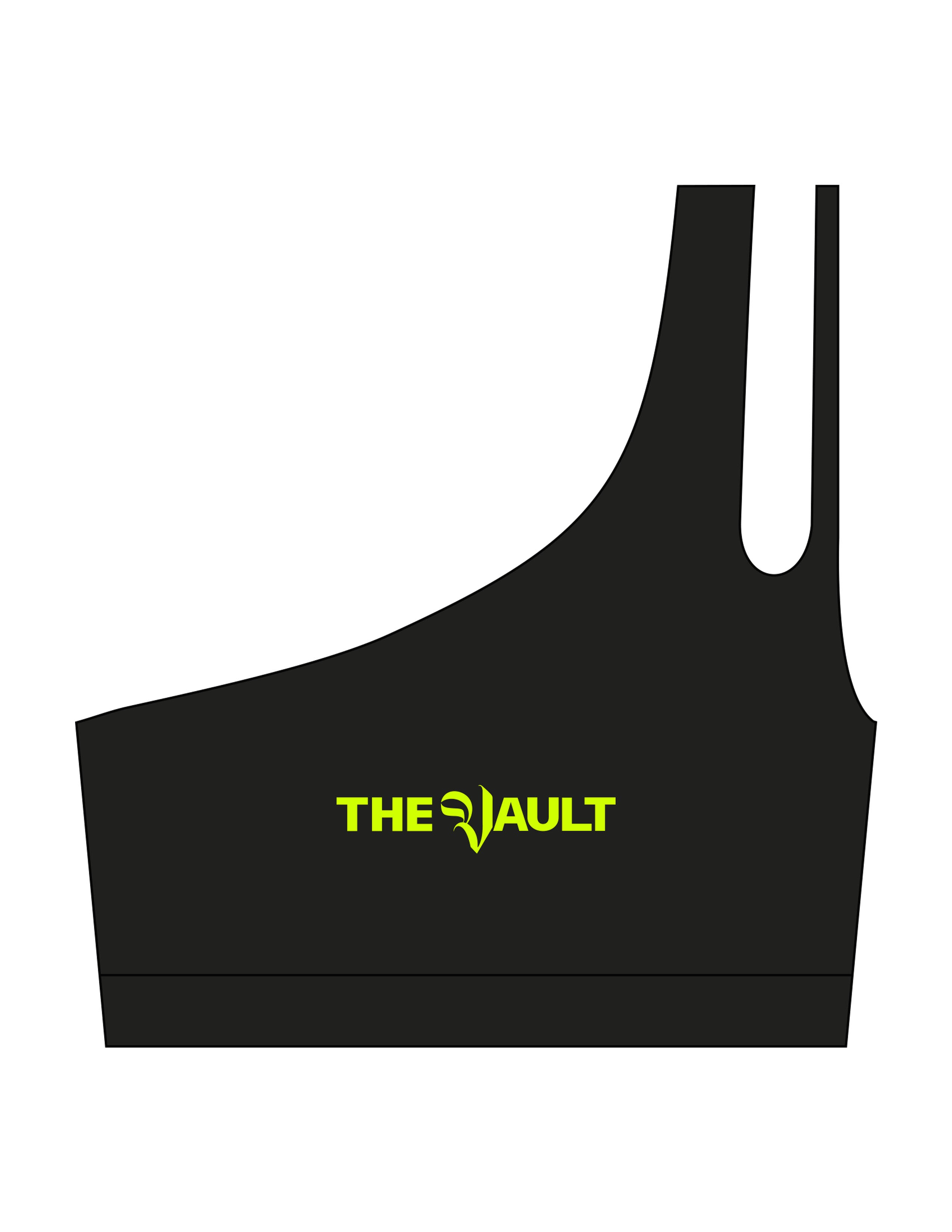 The One Shoulder Bra - Black - The Vault - Center Chest - Printed - Yellow Green
