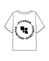 The Midweight Crop Tee - White - Fit 4 Mom Carlsbad Encinitas - Left Chest  & Back Center - Black