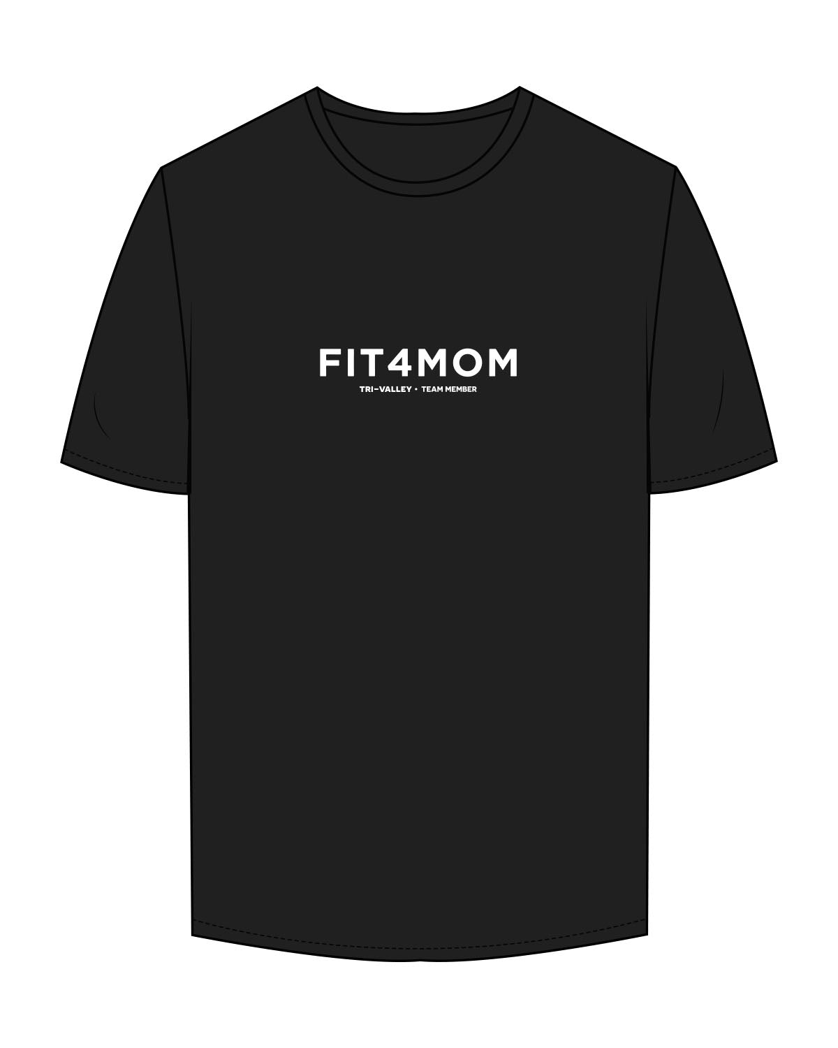 The Mens Tee - Black - F4Mom-TriValley - Center Chest Stacked & Back Center "TEAM MEMBER" - Printed - Full Color