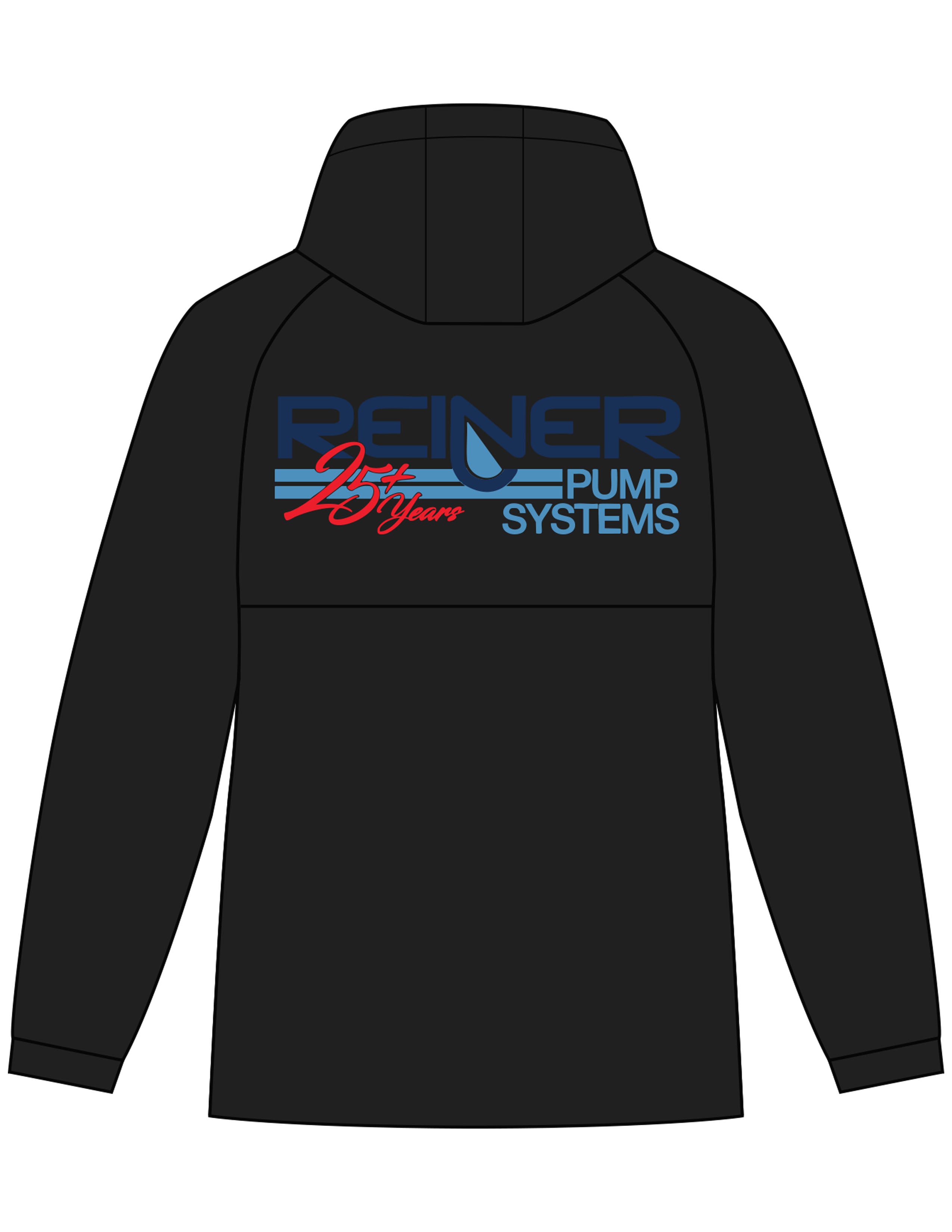 The Mens Windbreaker - Black - Reiner Pump Systems - Back Stacked - Printed - Full Color