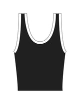 The Piped 3/4 Crop Tank - Black - HiLo - Center Chest - Printed - White