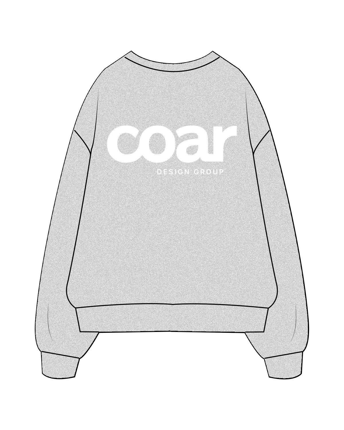The Womens Crewneck - Heather - Coar - Center Chest Stacked & Back Center Stacked - Printed - White