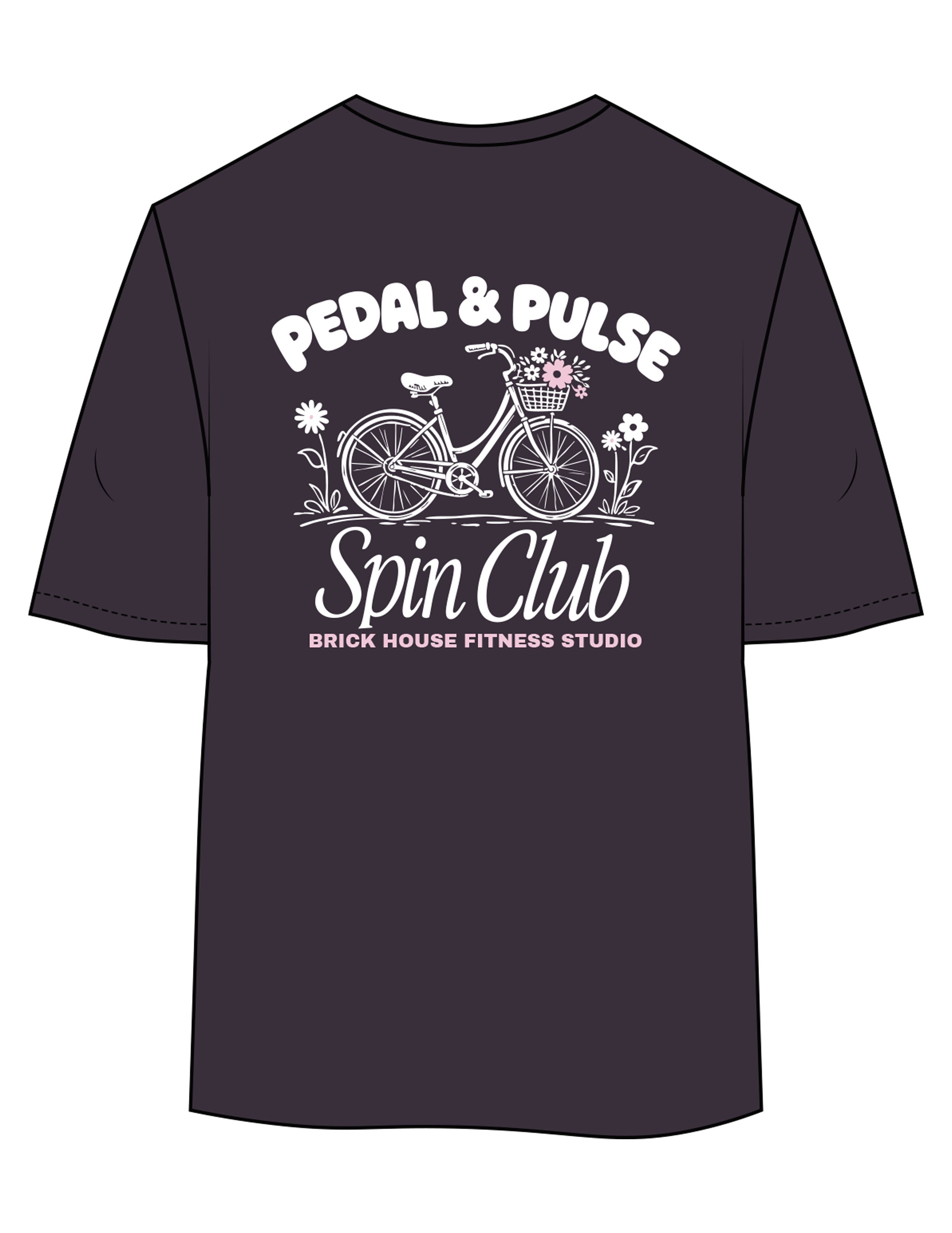The Womens Oversized Tee - Ink - Brick House Fitness - Left Chest Stacked & Back Stacked - Printed - Full Color
