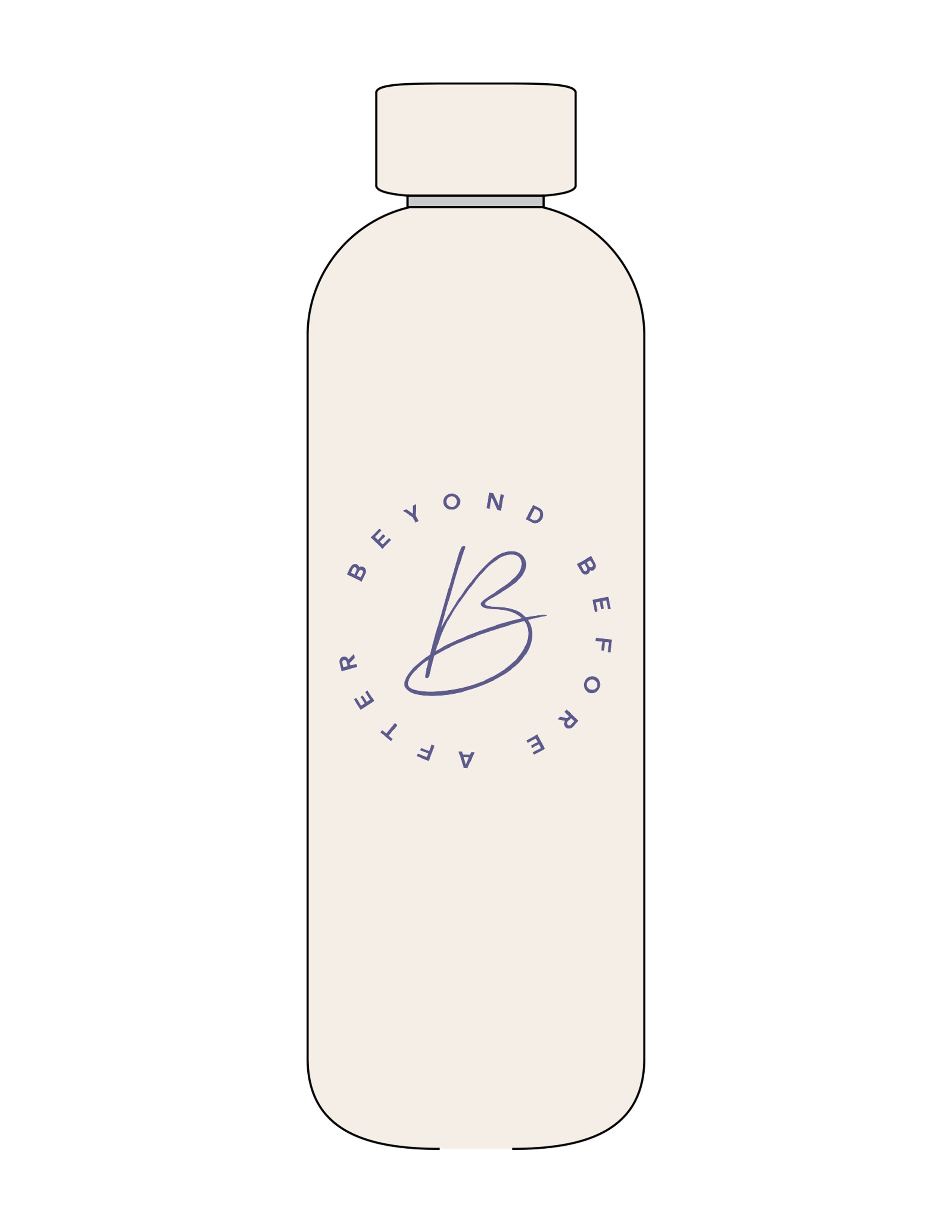 The Water Bottle - Off White - Caroline Drury - Center Body Round - Printed - Purple