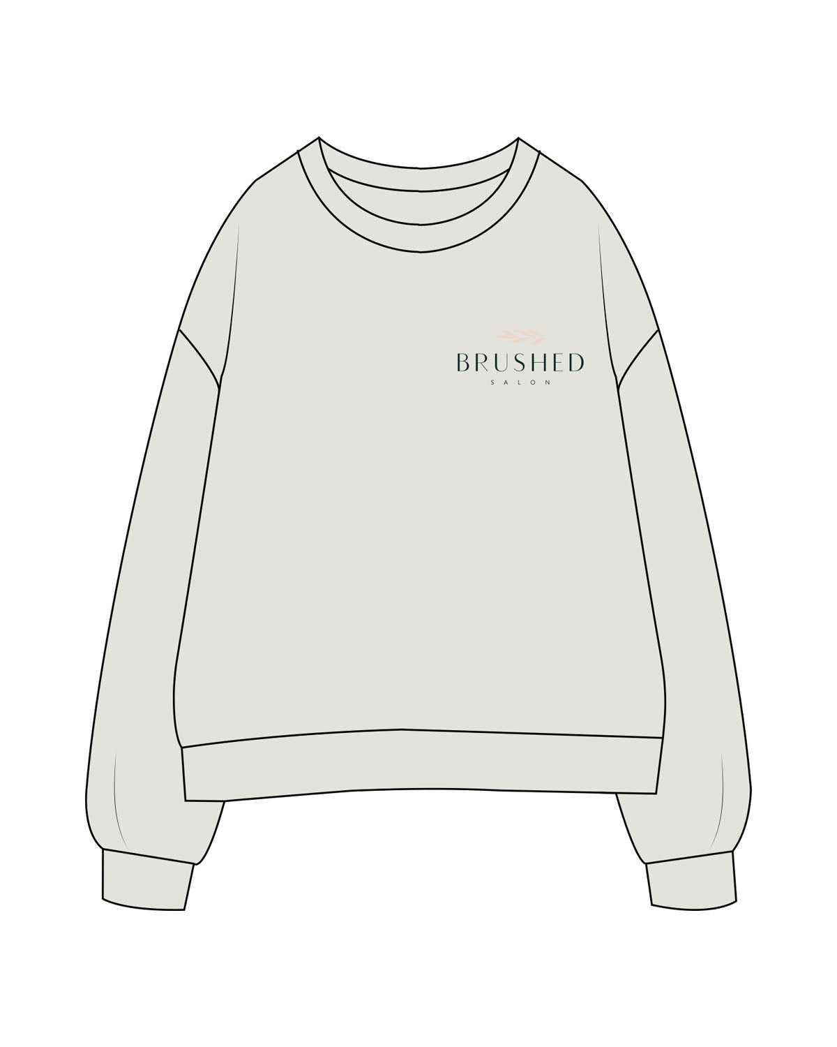 The Womens Crewneck - Washed Bone - Brushed Salon - Left Chest - Printed - Full Color