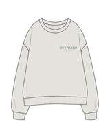 The Womens Crewneck - Washed Bone - Brushed Salon - Left Chest - Printed - Full Color
