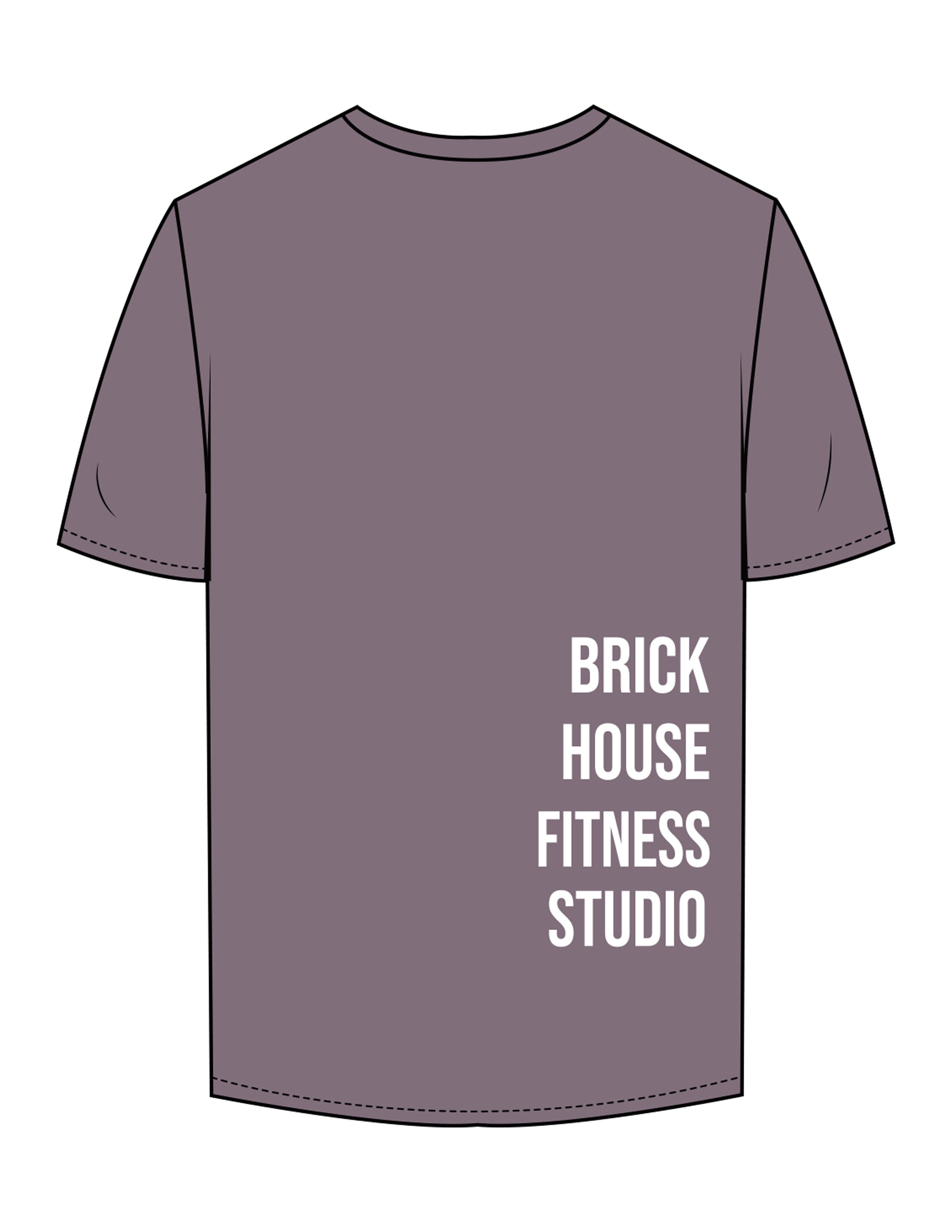 The Mens Tee - Mauve - Brick House Fitness - Left Chest Round & Back Stacked - Printed - White