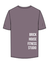The Mens Tee - Mauve - Brick House Fitness - Left Chest Round & Back Stacked - Printed - White