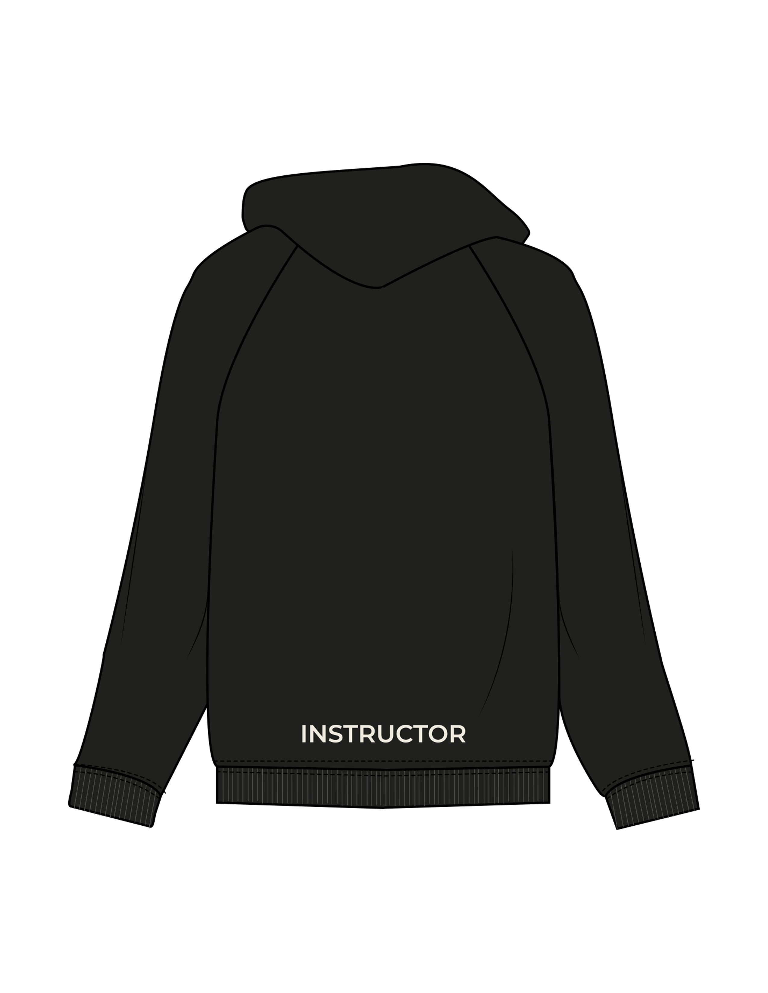 The Recycled Unisex Zip Hoodie - Black - Lucky Penny - Left Chest Stacked Embroidered & Back Bottom "INSTRUCTOR" Printed - Off White