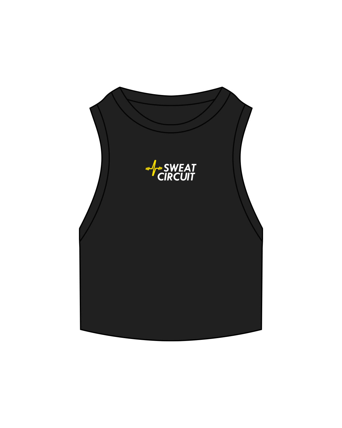 The Ribbed Crop Tank - Black - Sweat Circuit - Center Chest - Embroidered - Full Color