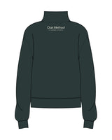 The Mens 1/4 Zip - Pine Green - The Oak Method - Left Chest - Back Neckline - Cream
