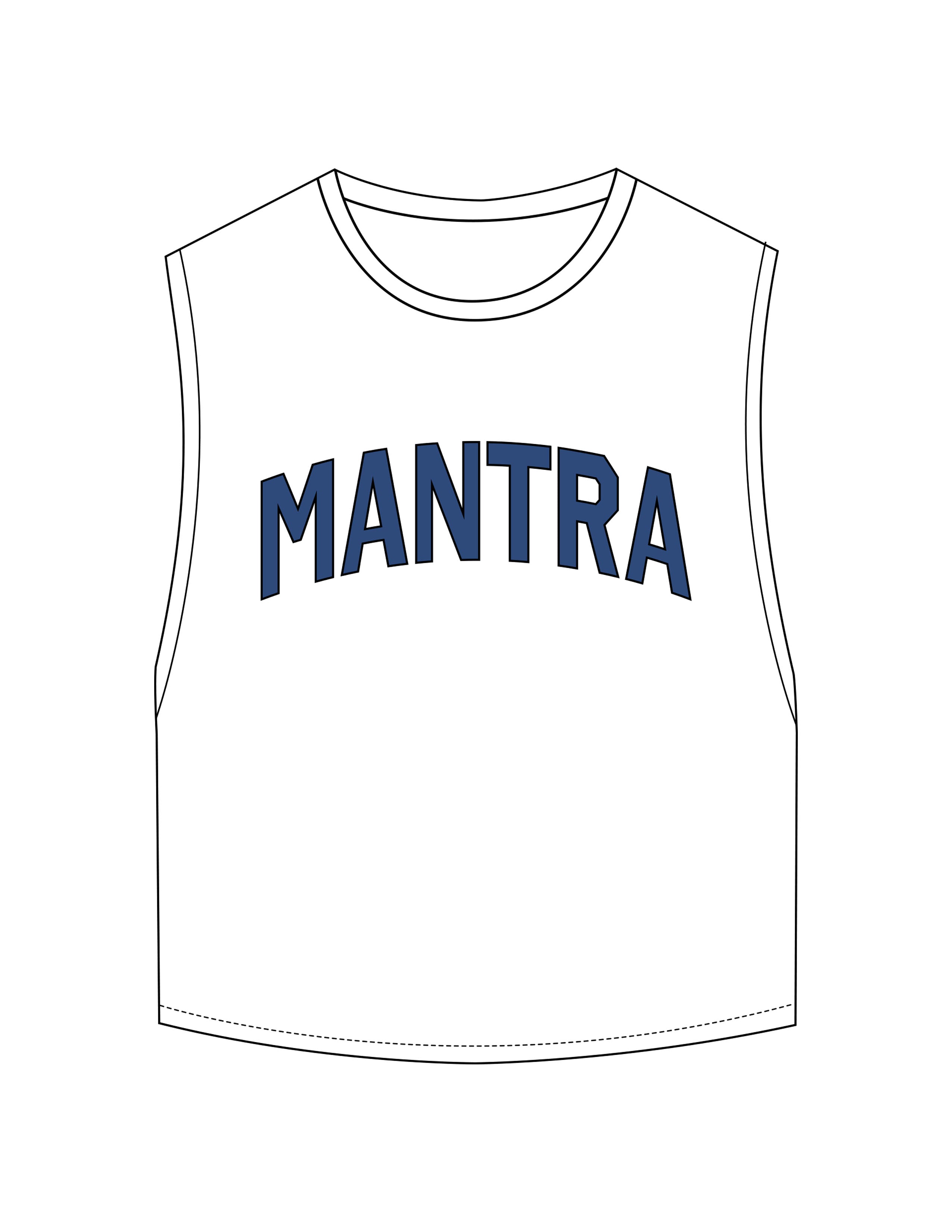 The Crop Muscle Tank - White - Mantra - Center Chest Arc - Printed - Full Color